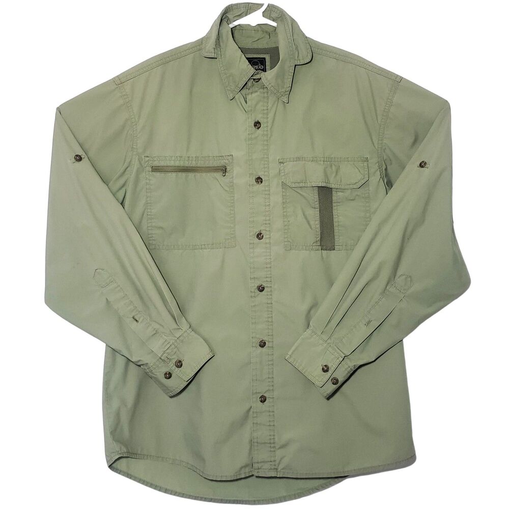 RedHead Shacket Jacket Shirt Mens Medium Flip Collar Mesh Back Green
